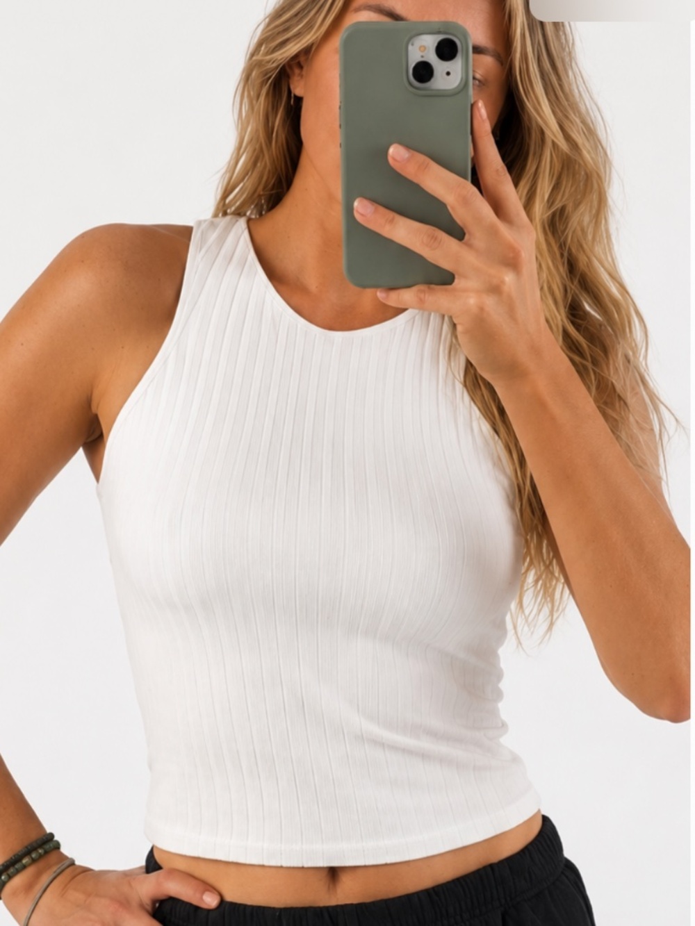 treasure & bond ivory ribbed sleeveless knit tank top size s minimalist capsule